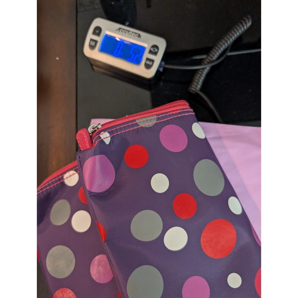 Hadaki Women's Zipper Travel Makeup Purse Pouch Purple Polkadot Pattern - Picture 11 of 11